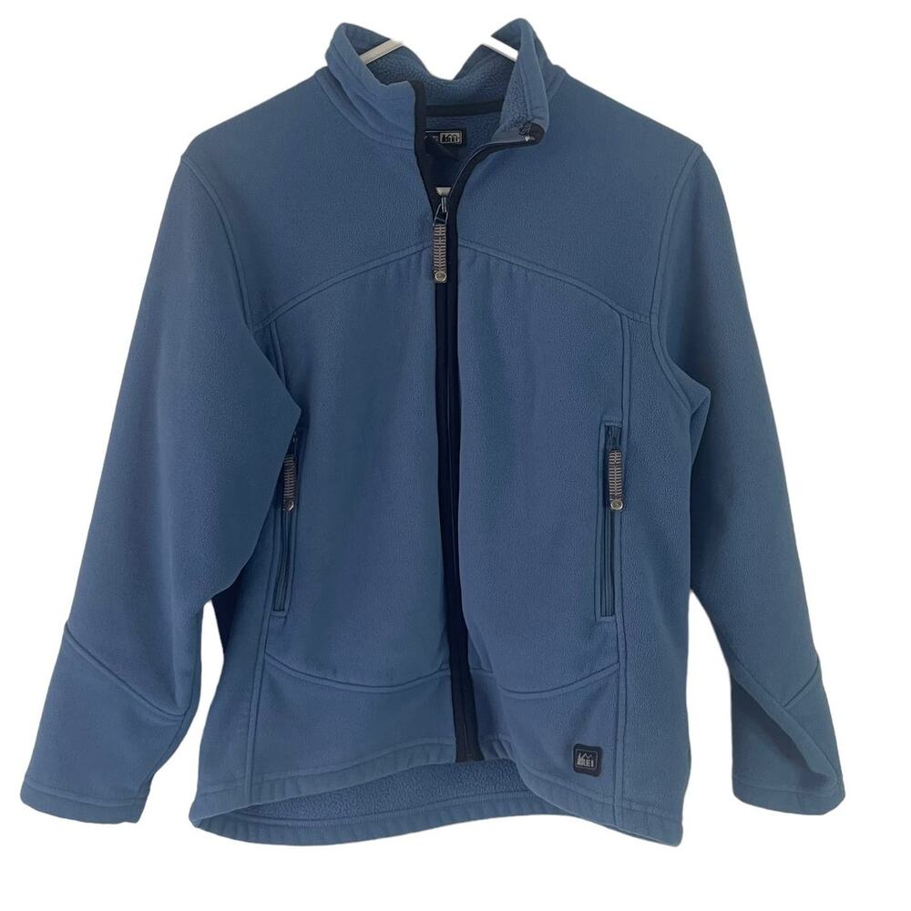 REI Youth Girls Size Large 12/14 Blue Outdoor Full Zip Sweater